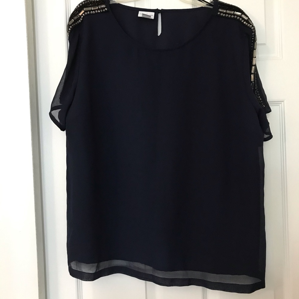 Jeweled sleeve blouse